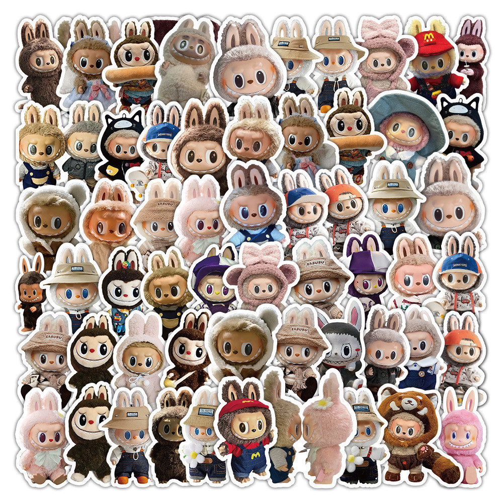 

60PCS Labubu Sticker Cute Cartoon Graffiti Decoration Notebook Scrapbook Laptop Luggage Phone Case Waterproof Decals