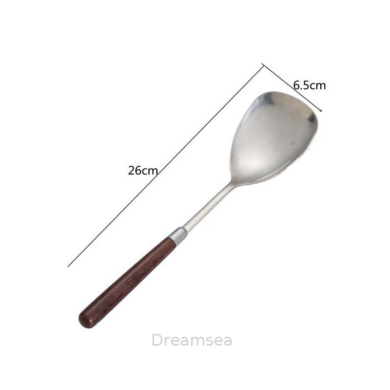 

Stainless Steel Spoon Wooden Handle Frying Shovel Household Kitchen Tool Thickened