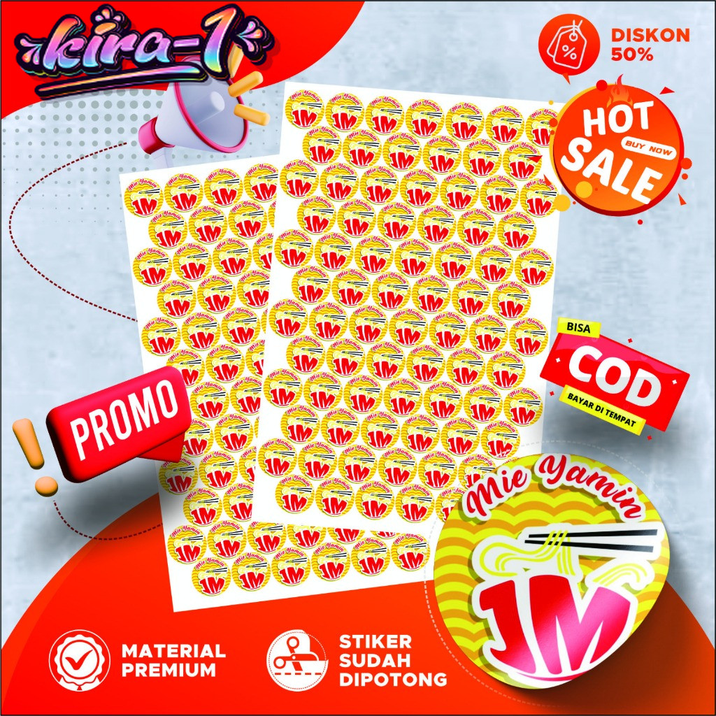 

Custom Stiker Label Makanan Minuman Olshop Logo + Potong | Print Sticker A3 Desain Terbaru Kekinian