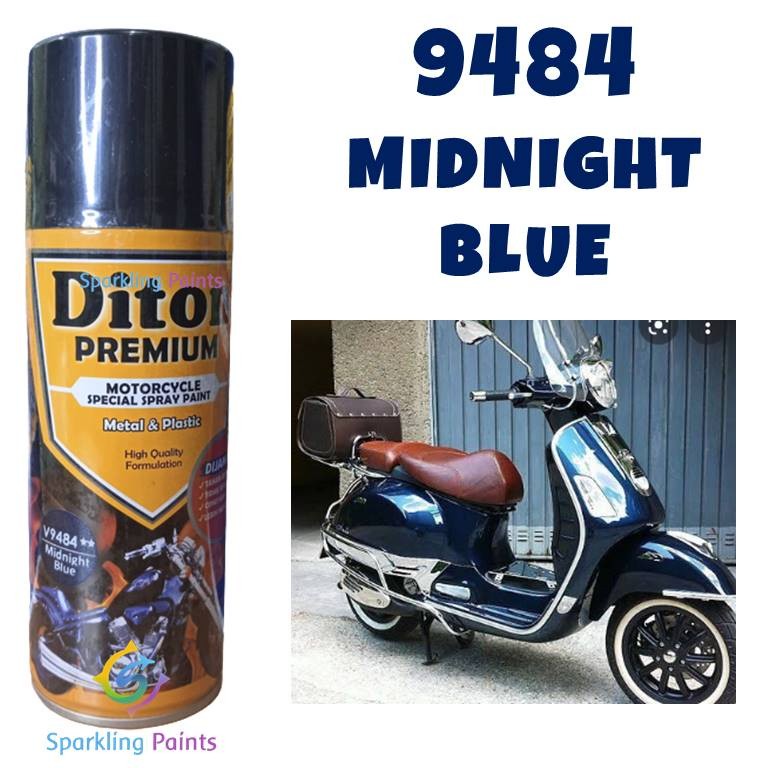 Pilox Diton  Vespa Midnight Blue 9484 400ml Warna Biru Tua Gelap Metalik Pespa 9484**CO