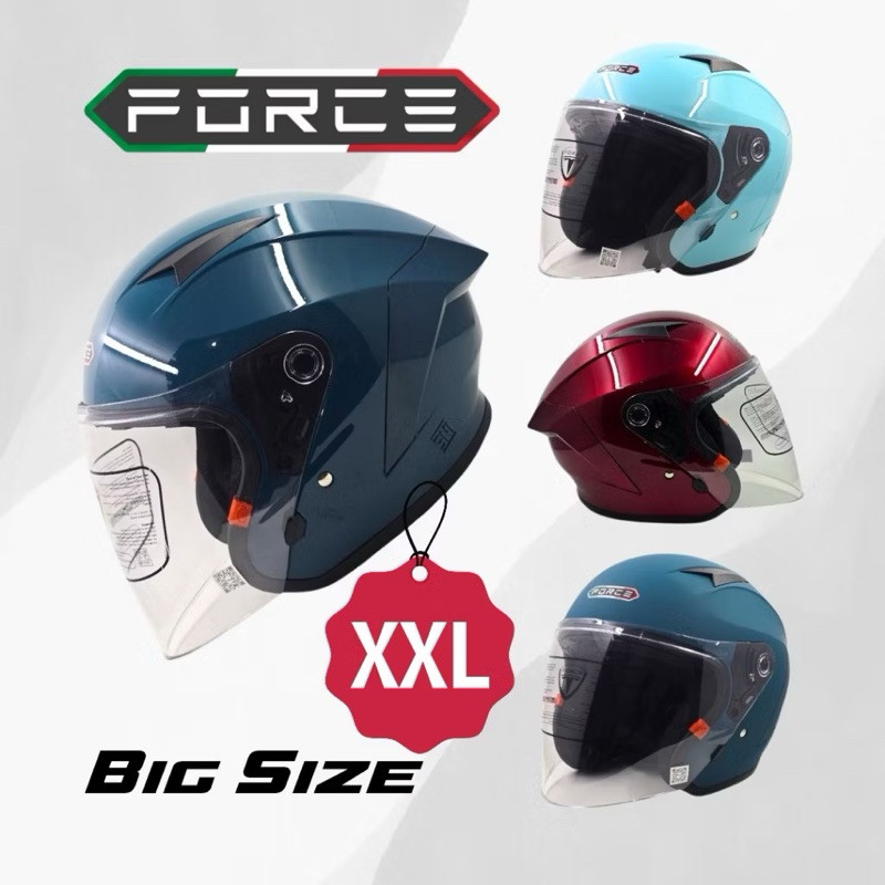 FORCE Helm Half Face SNI Ganteng Kekinian Spoiler Ukuran Jubo XXL Cowok Pria Laki Dewasa Model X1 NS