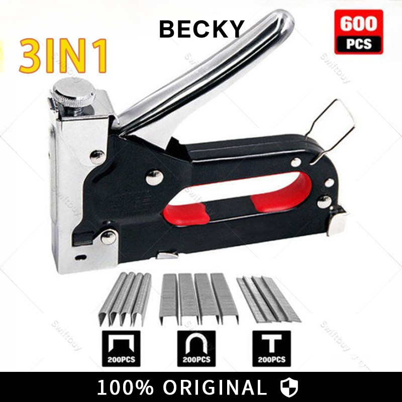 

BECKY Gratis 600 paku 3 In 1 Pistol Kuku Pistol Stapler Konstruksi Konstruksi Furnitur DIY Pelapis Pelapis Pistol Stapler Multifungsi Pistol Stapler Dekorasi Rumah Alat Pertukangan