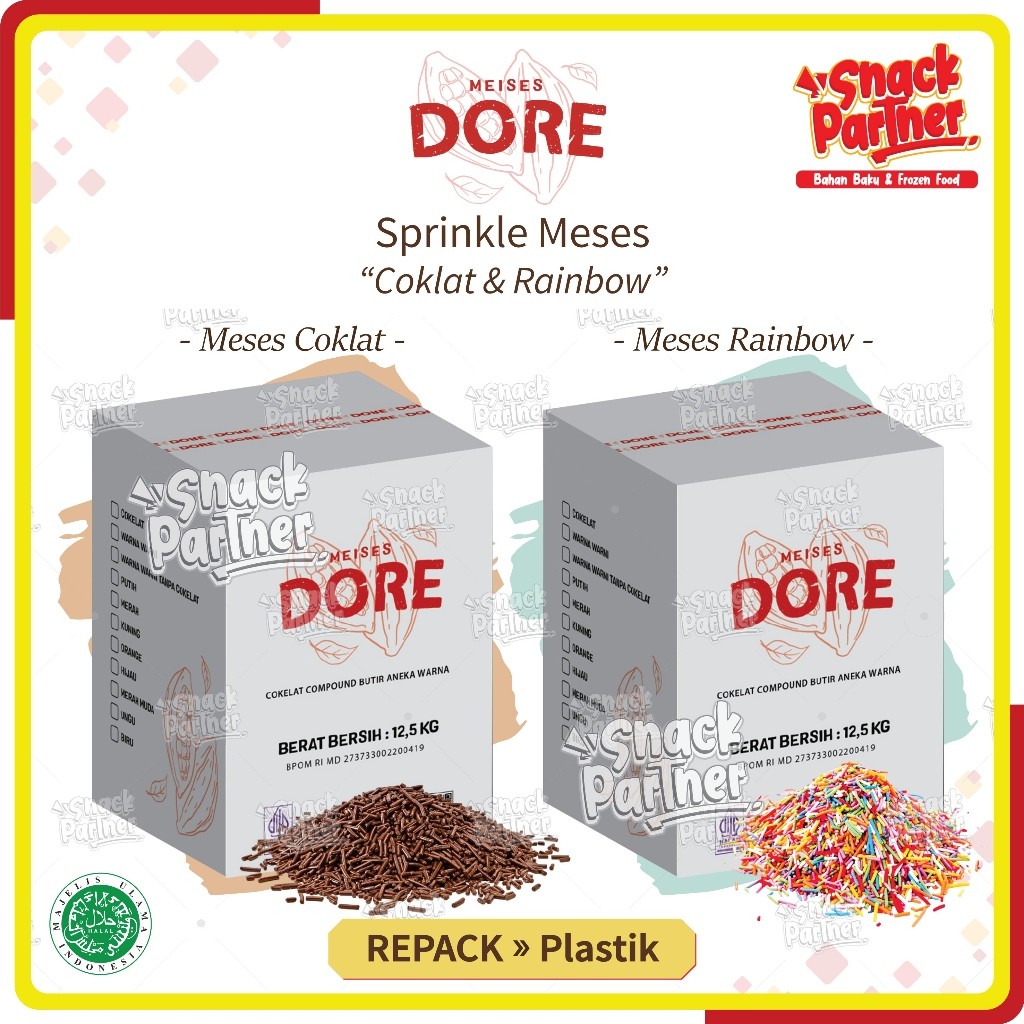 

DORE | MESES 100 250 500 GR / 1 KG - Meises / Sprinkle Coklat Rainbow - GOGO Topping Taburan Donut Roti Kue Cake Chocolate Pelangi Warna-Warni - Timbangan Kiloan Springkle Chocorice Ceres