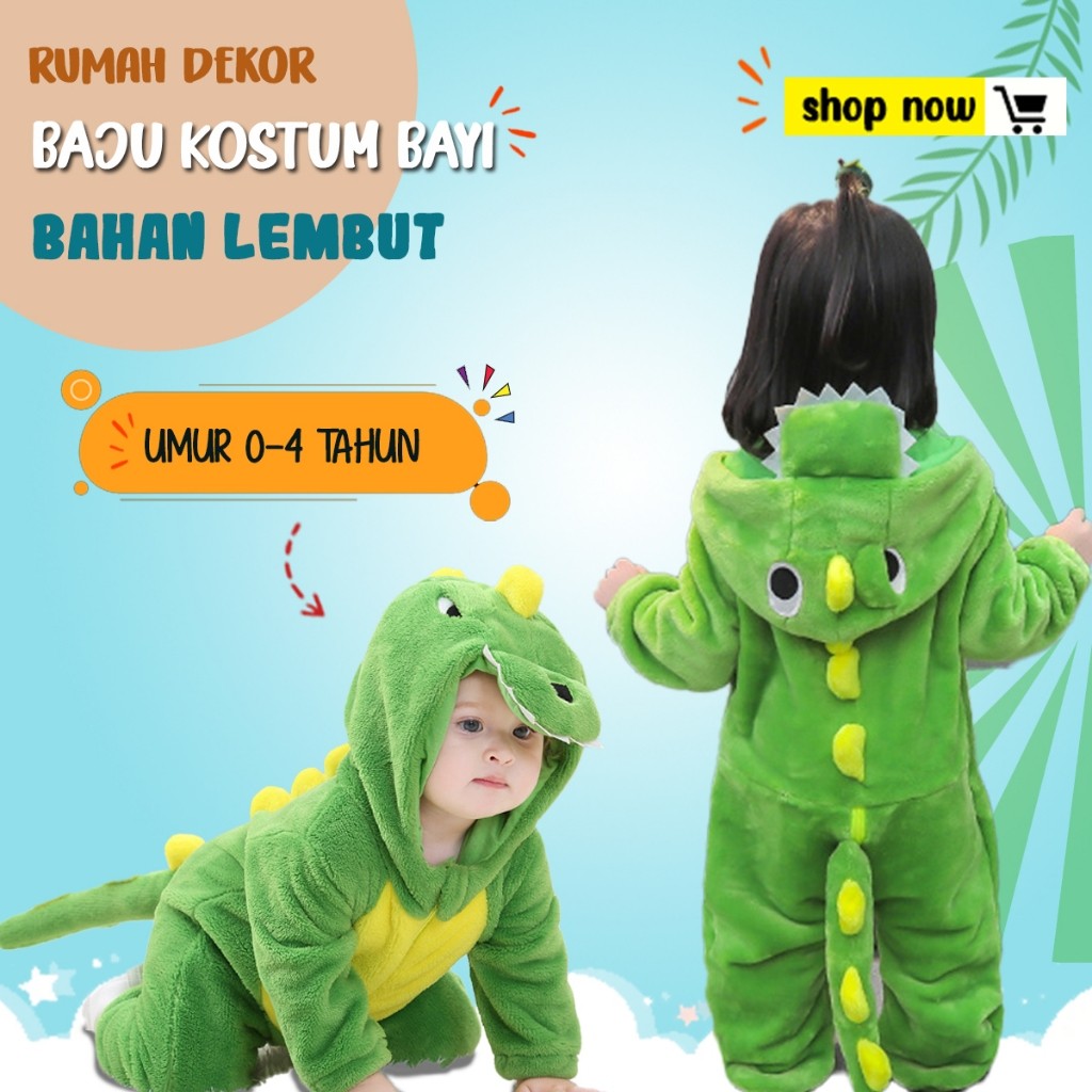 Baju Kostum Dinosaur Anak Bayi Dino Onesie Karakter Animal hewan