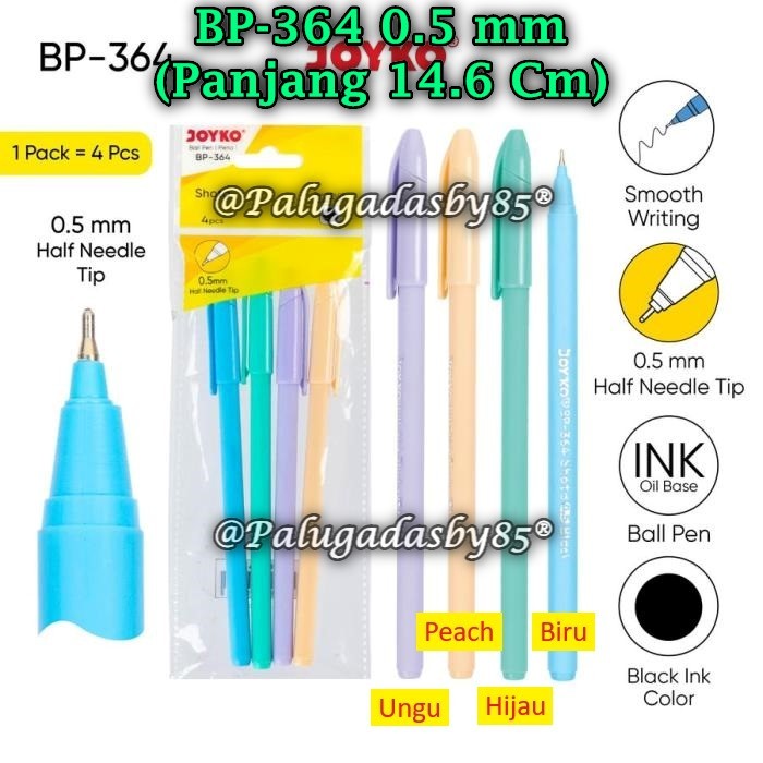 

(1 Set/4) GROSIR Bolpen JOYKO BP-364 Shota 0.5 Hitam / Ball Pen Pulpen Pena Joyko BP-364 (1 Set/4)