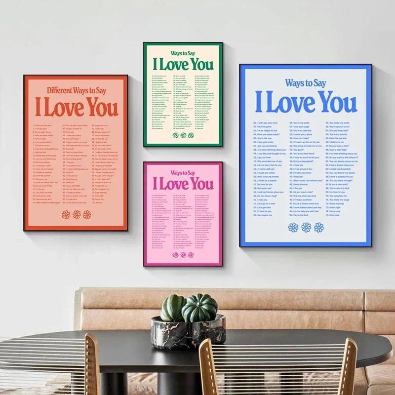 

Canvas Painting Modern Poster Different Ways To Say I Love You Nordic Word Quote Print Fashion Pictures Wall Art Home Decoration