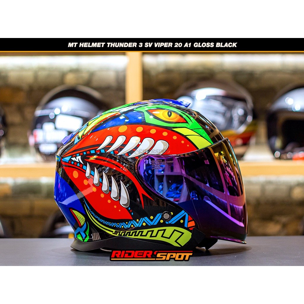Helm Motor MT Helmets Thunder 3 SV Jet Viper20 A1 Gloss Black Original