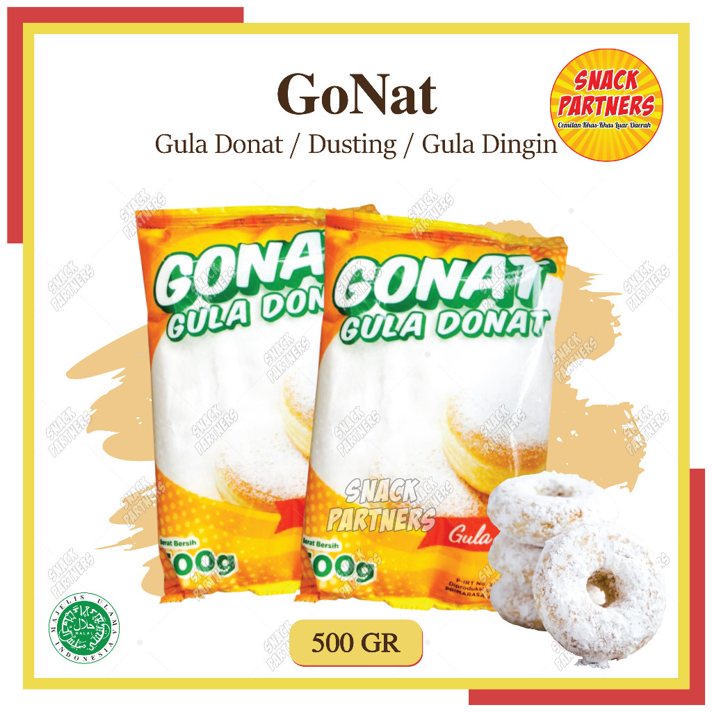 

GONAT Gula Donat Dingin 500 GR - Topping Gula Bubuk Tabur Halus / Fine Granulated Icing Sugar / Dusting Mint