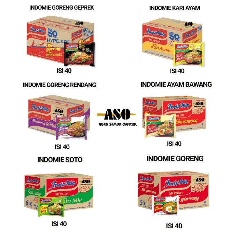 

INDOMIE rasa sotomie / ayam bawang / kari / goreng / goreng rendang / ayam gepreK / ayam special ( 1 DUS )
