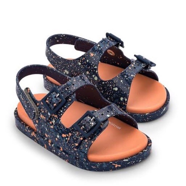 Sepatu Sandal Anak Mini Melissa Wide Sandal II Bb Blue/Orange