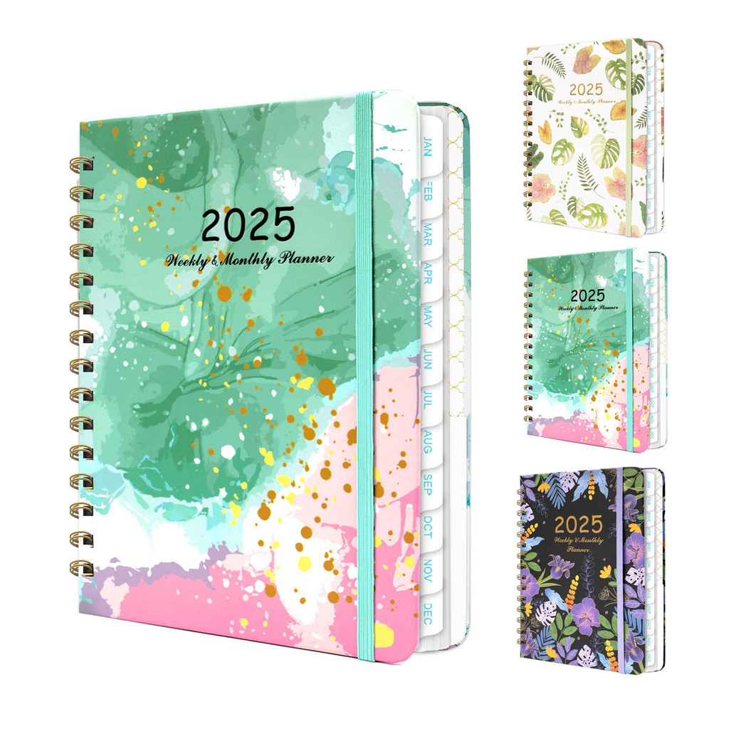 

2025 Planner- Weekly and Monthly Planner,Spiral Bound Hardcover Calendar Planner Book,Perfect for School Supplies Office Home,A5