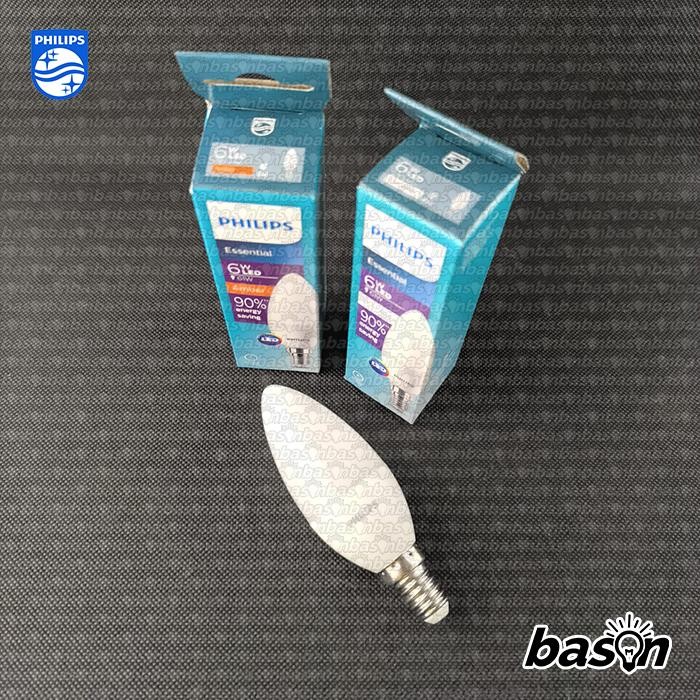 PHILIPS Essential LED Candle 6W E14 / E27 - 2700K atau 4000K - Lampu Hias Filamen Cabe - E14, 2700K 