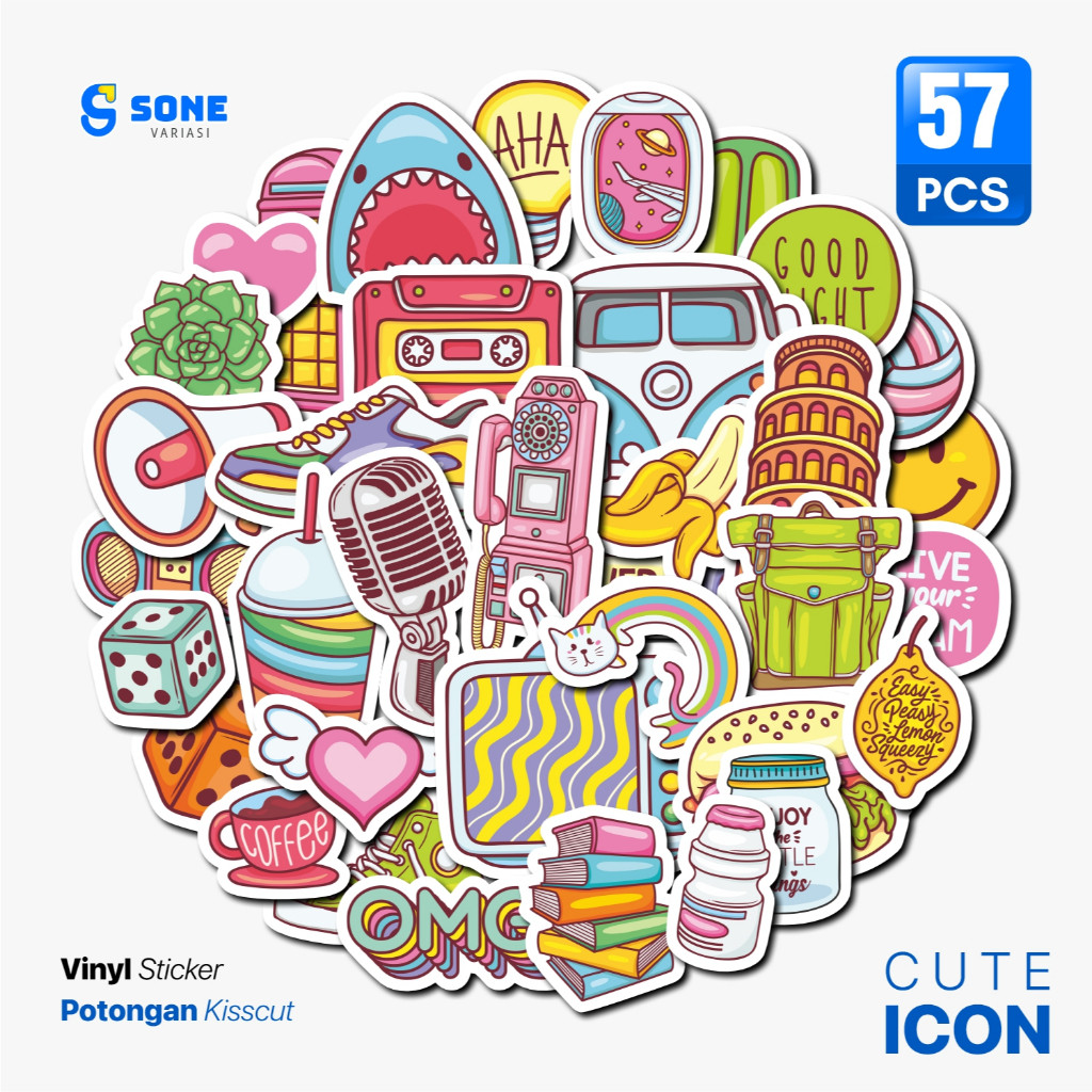 

Stiker Pack Icon Vintage Aesthetic Paper Vinyl Waterproof Stiker Label Notebook Diary Laptop