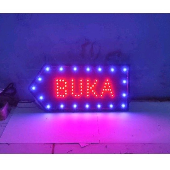 Lampu Tulisan LED BUKA New Model Sign