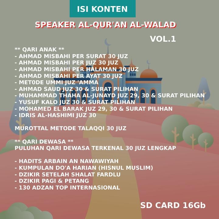 Memory + Buku Panduan Speaker Murottal Al-Qur'an Al-Walad // Edisi Murottal Anak 30 Juz per Surat pe