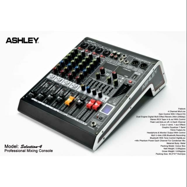 Mixer Ashley 4 Channel Selection-4 Bluetooth Usb Equalizer Original
