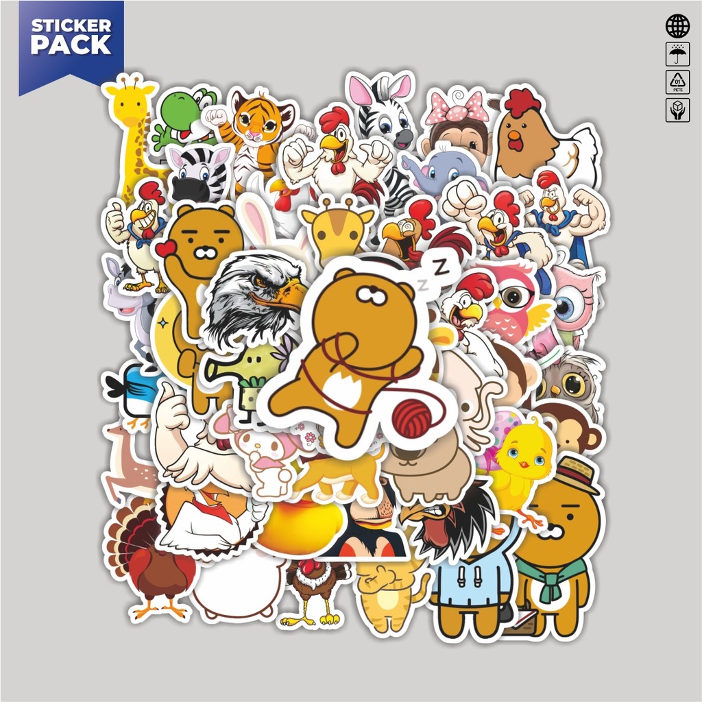 

[100PCS]Stiker Pack Stiker Kartun Hewan Lucu Aesthetic Vinyl Anti Air Dekorasi Sticker Laptop Buku Journal Koper Helm Casing HP Gitar Helm Skateboard