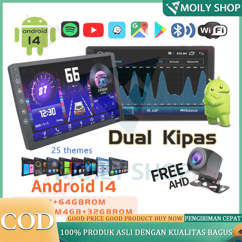 Dual Kipas 8g+128g Ips Screen Head Unit 7/9/10 Inch Car Android 14 Navigasi Untuk Toyota Daihatsu Mi