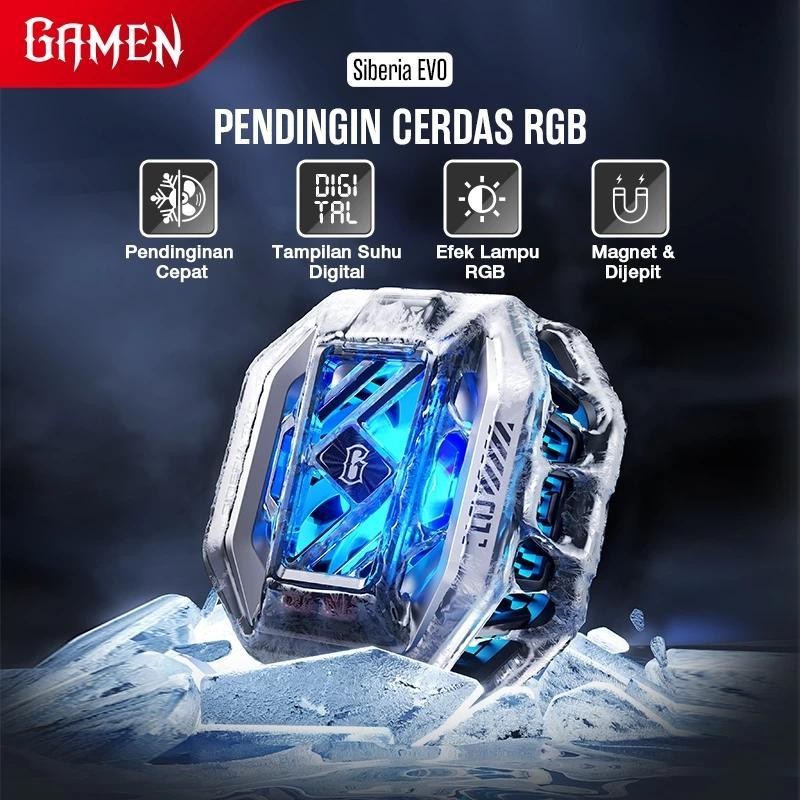 SIBERIA EVO Cooler Hp Magnetic Clamp GAMEN Ori Fan Cooler Hp Up to -4°C Kipas Gaming Pendingin Hp