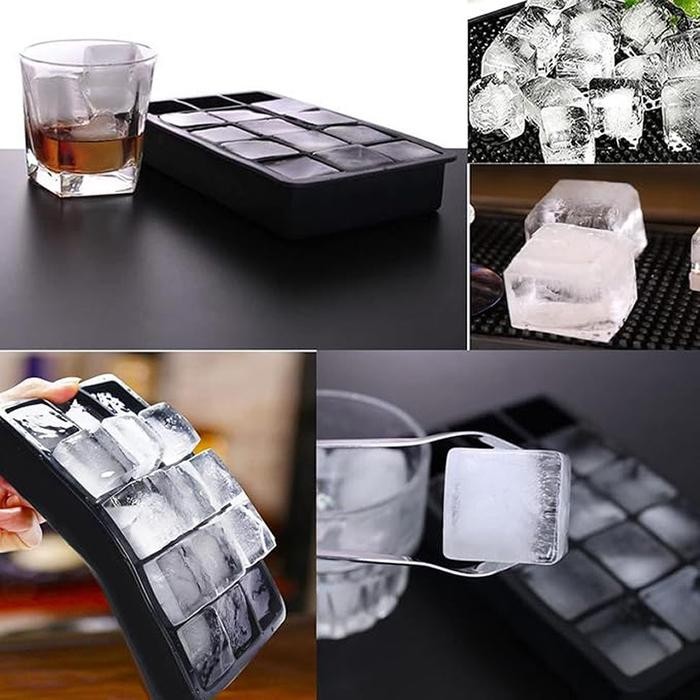 Cetakan Es Batu Silikon 15 Grid – Kotak Ice Cube Tray Praktis dengan Desain Anti Lengket untuk Kemud