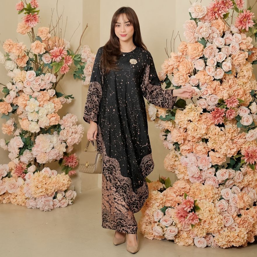 FREYA Set Baju Kurung Melayu Viscose dan Rok Lilit Batik