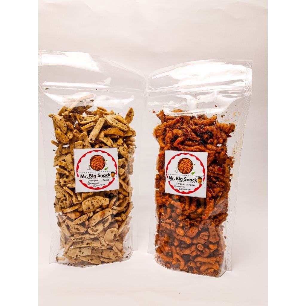 

-MR. BIG SNACK (SPESIAL BUNDLING) BASRENG PEDAS DAUN JERUK 500gr+ORIGINAL DAUN JERUK 500gr FREE LOGAM MULIA DAN MYSTERY BOX
