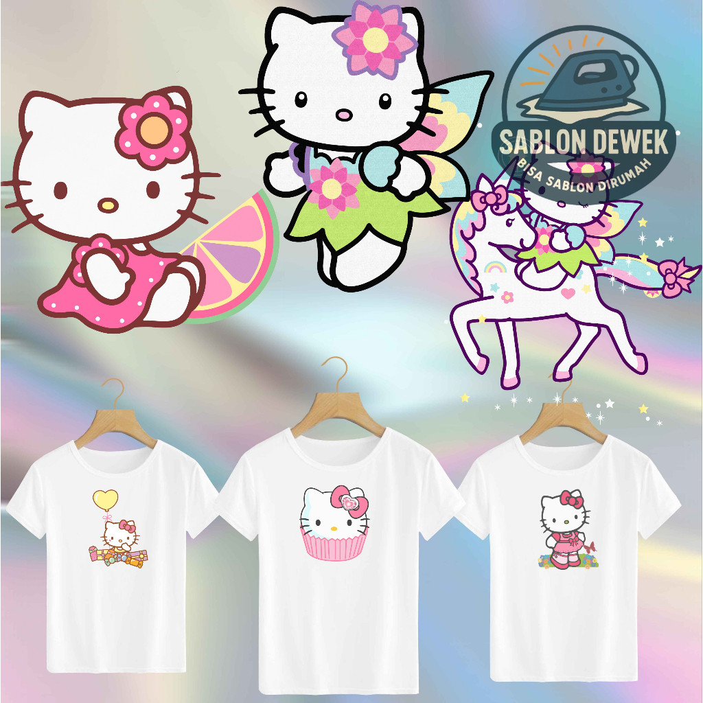 

SABLON STICKER DTF UKURAN A5 TEMA HELLO KITTY