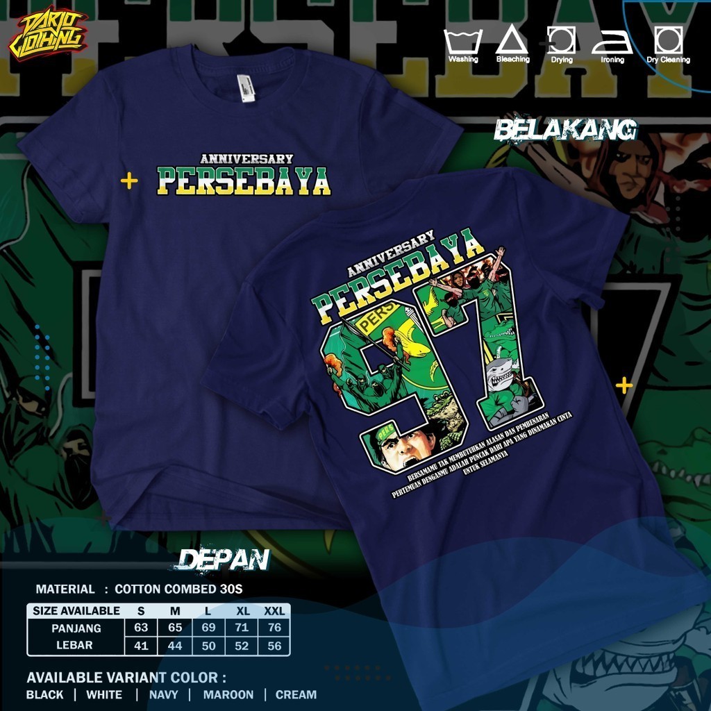 Kaos Persebaya Anniversary 97 1927 - 2024 | Baju Bonex Surabaya Suporter Bajolijo Tshirt
