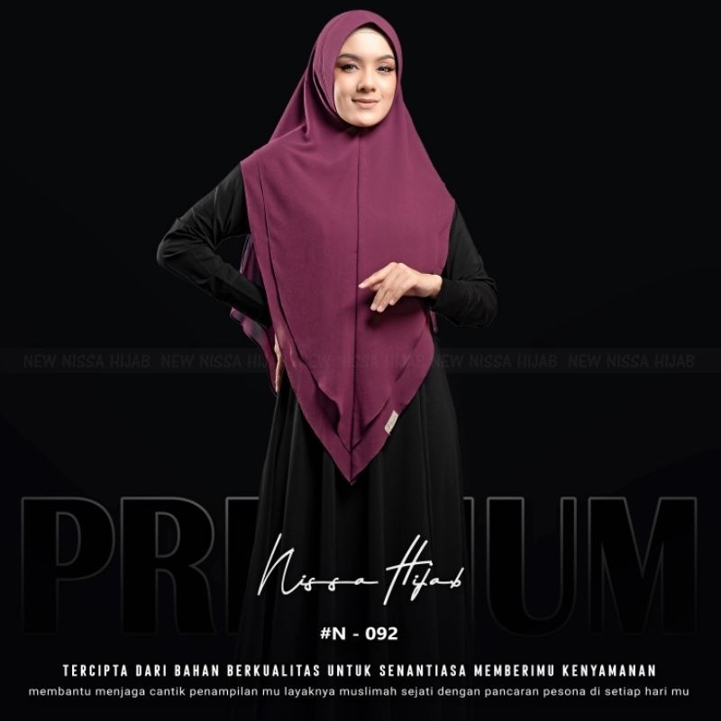 BAROSHOP Kerudung Syar'i Dua Layer Bahan Ceruty Khimar Soft Pad Hijab Instan  Cantik Wanita Muslim N