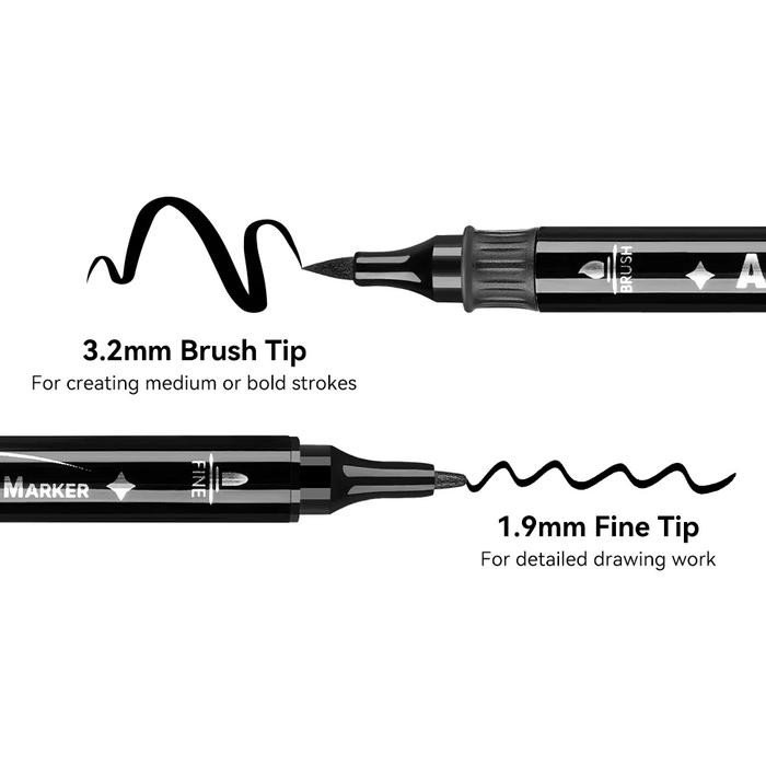 

Promo Arrtx back Acryic Marker, Brush Tip and Fine Tip (Dua Tip)