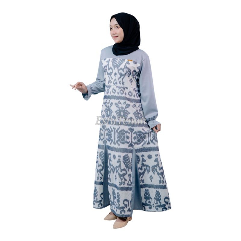 Gamis Tenun Couple Dress Gamis Premium Dress Wanita Kekinian - Tenun Asli Kombinasi Toyobo Premium