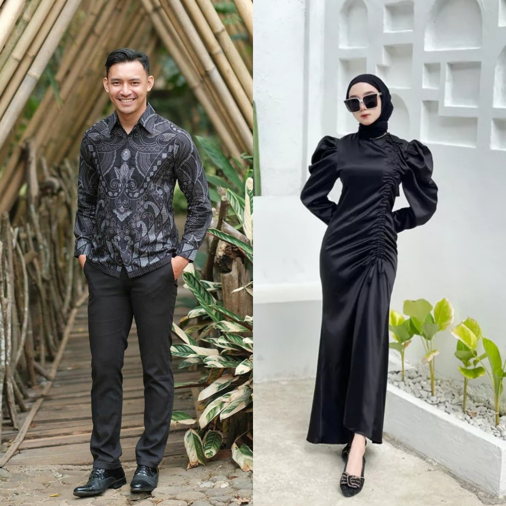 Mimosa Couple Dress Polos Kondangan Tunangan Baju Muslim Lebaran Seragam Batik Kemeja Modern Jumbo