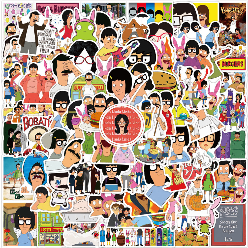 

10/30/50/100pcs Funny Cartoon Movie Bobs Burgers Stickers for Laptop Skateboard Tablet Car Graffiti PVC Kids Sticker Decals Toys