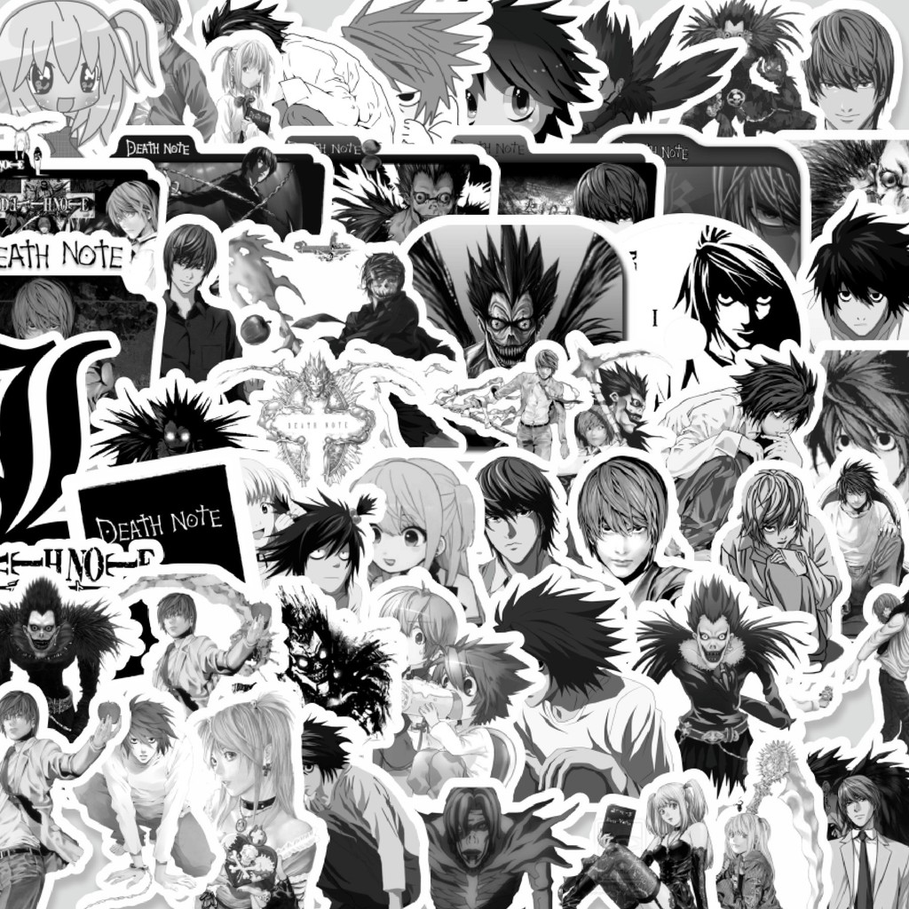 

Stiker Cutting Pack Stiker Anime Death Note B&W Isi 100Pcs Series Aesthetic Lucu Keren Untuk Koper Bahan Vynil