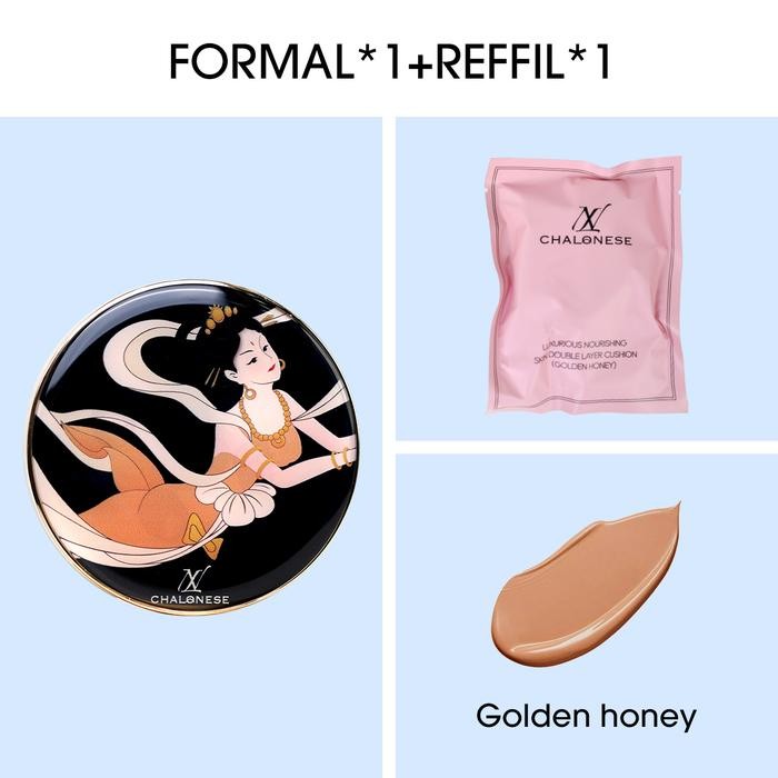 NEW PROMO CHALONESE Double Layer Air Cushion High Coverage Poreless&Flawless Foundation 24H Long-las