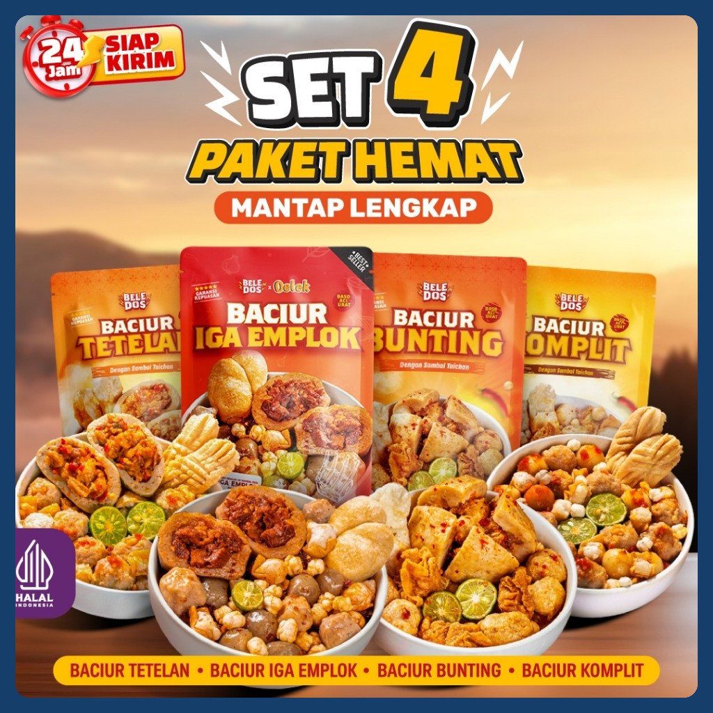 

Beledos Paket Mantap Lengkap Baciur / Baciur Iga Emplok 250 gram / Baciur Komplit / Baciur Kriwil / Baciur Bunting Beranak / Baciur Tetelan (Dapat 4 pcs Baciur)