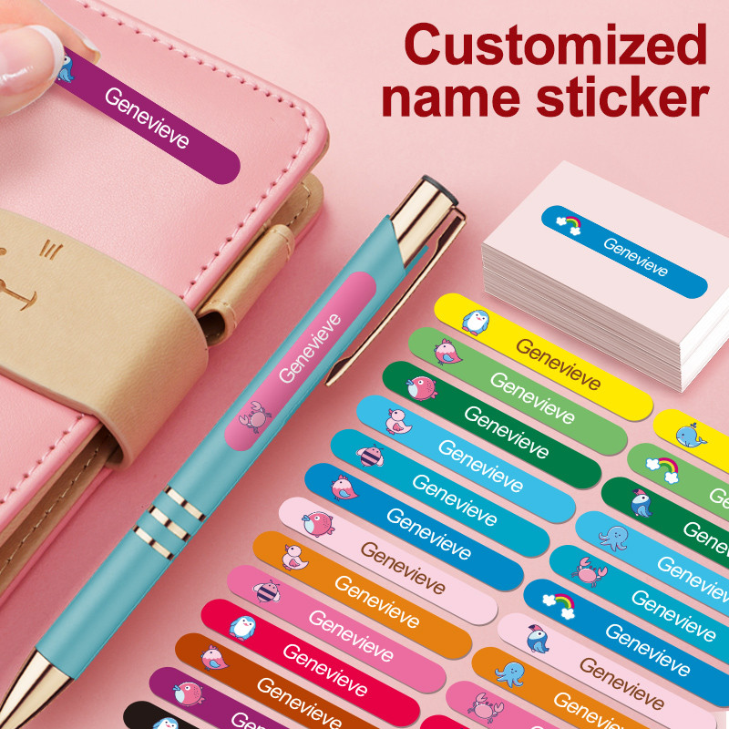 

Personalized Colorful Label Custom Name Stickers for Water Bottles, Cups,pens and Children's Stationery Transparent Waterproof