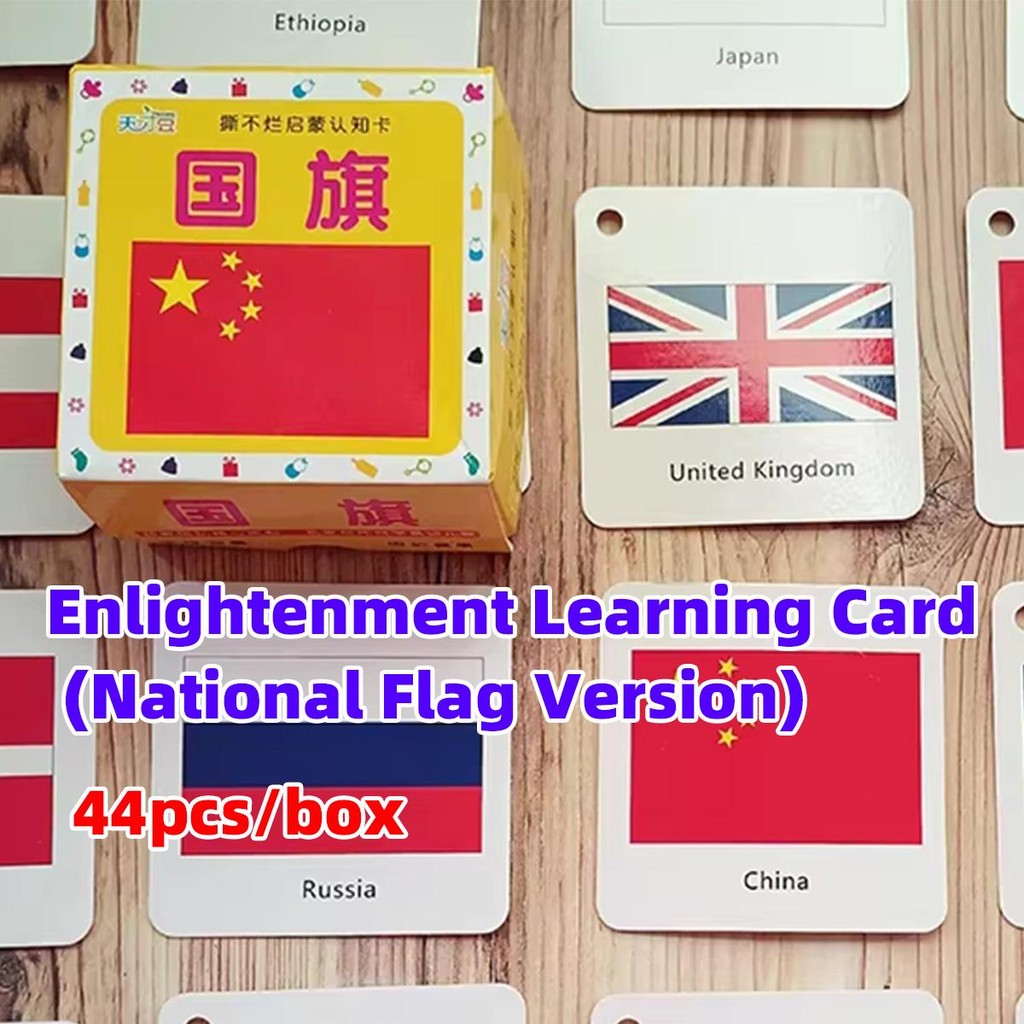 

44pcs Kartu Bendera Negara Anak Belajar Bendera Dunia Kartu Identifikasi Bendera Konsep Flashcard