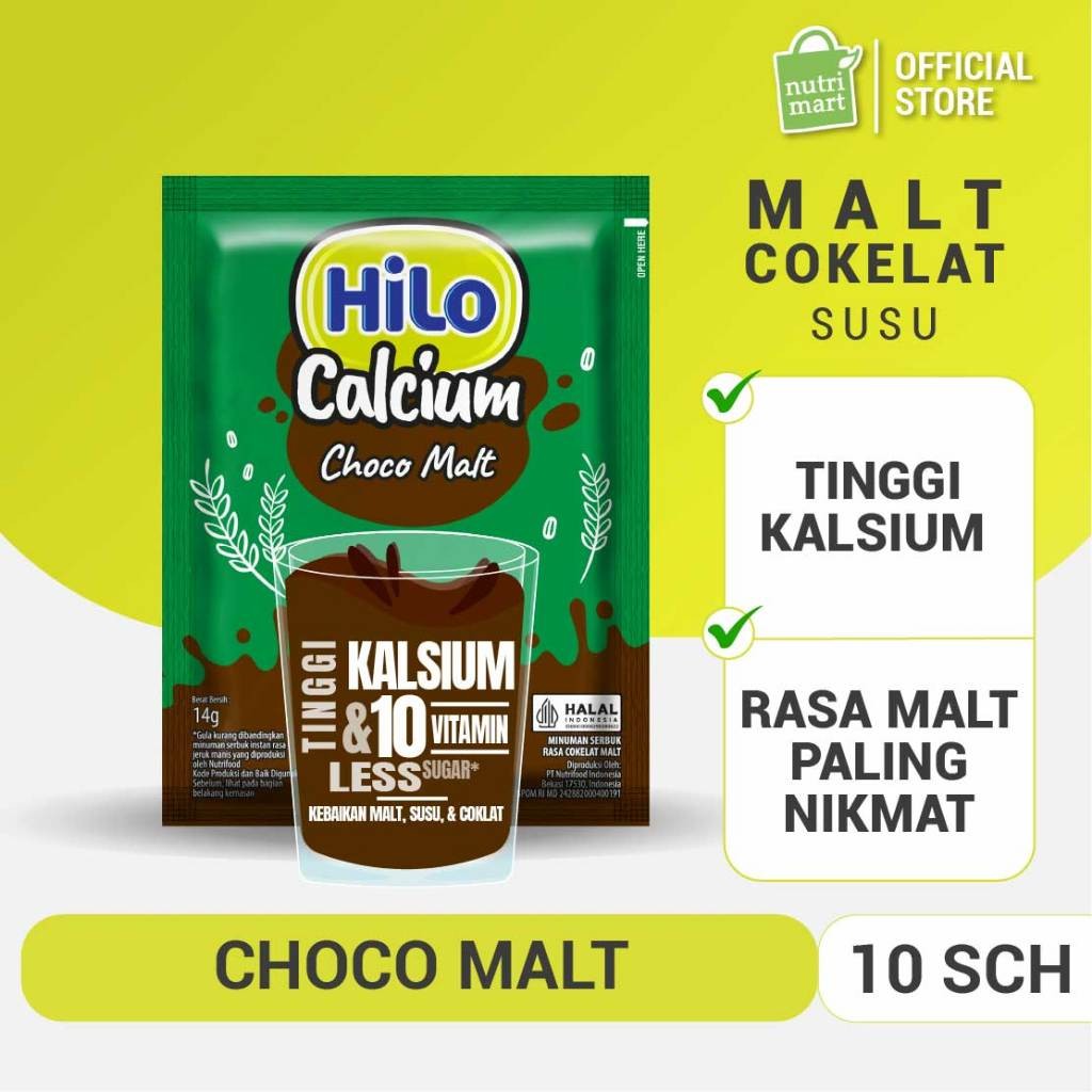 

HiLo Renceng Choco Malt Hi Calcium 10 Sachet Cokelat Susu Berenergi Tinggi Kalsium Hailo Peninggi Badan