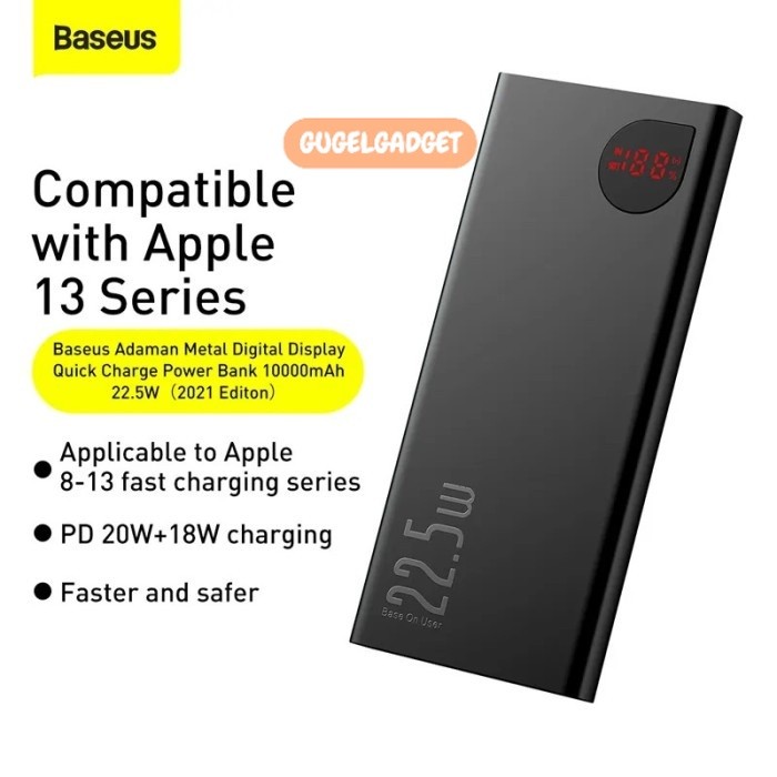 BASEUS Powerbank 22.5W Adaman Metal Digital Display QC Power Bank 10000mAh 22.5W PPAD