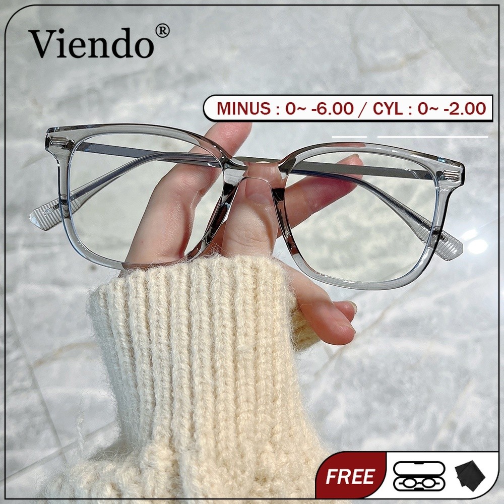 Viendo Kacamata Anti Blueray Radiasi Photocromic Minus Frame Pria Wanita Cowok Fashion Kotak Kacamat