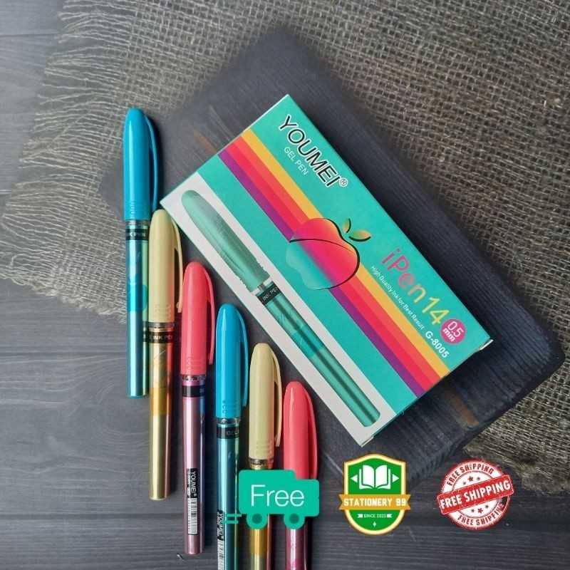 

12 Pcs Pulpen Gel YOUMEI Pen Gel/Pulpen Gel Apel/Ipen x/Pena/Ballpen Hitam Basah Cair