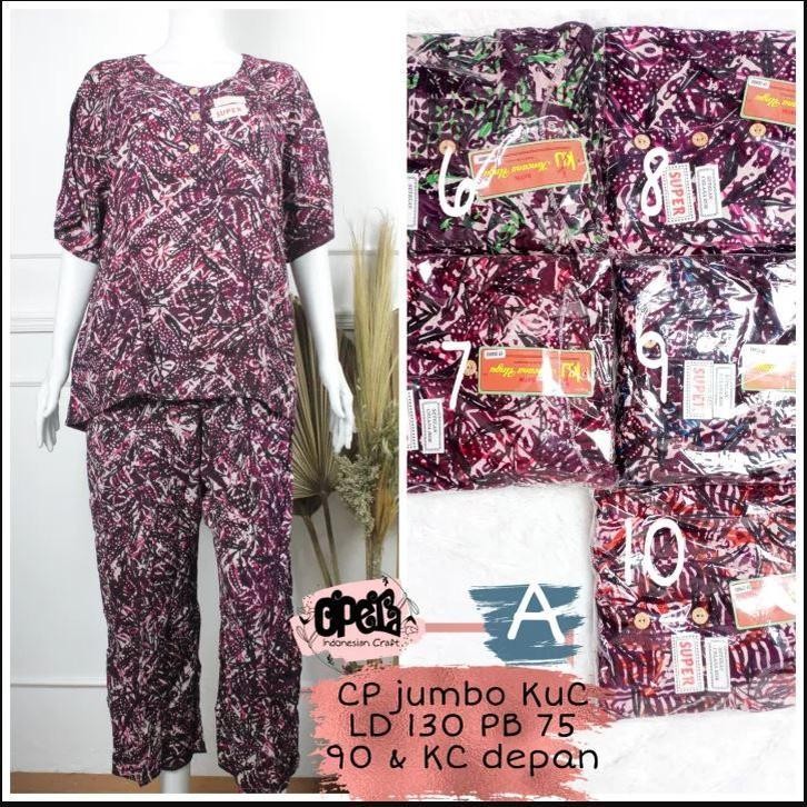 SETELAN JUMBO KENCANA UNGU / CELANA PANJANG LENGAN PENDEK / BAHAN HALUS DAN ADEM / LABEL COKLAT KENC