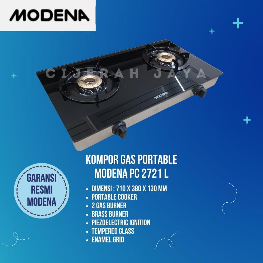 MODENA KOMPOR GAS PORTABLE 2721 L / KOMPOR KACA MODENA 2 TUNGKU PC2721 L/LD/LM PC 2721