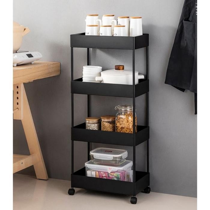 Rak Plastik Susun Tingkat Serbaguna Rak Sepatu Ruang Tamu Dapur Toilet - RAK 2 HITAM