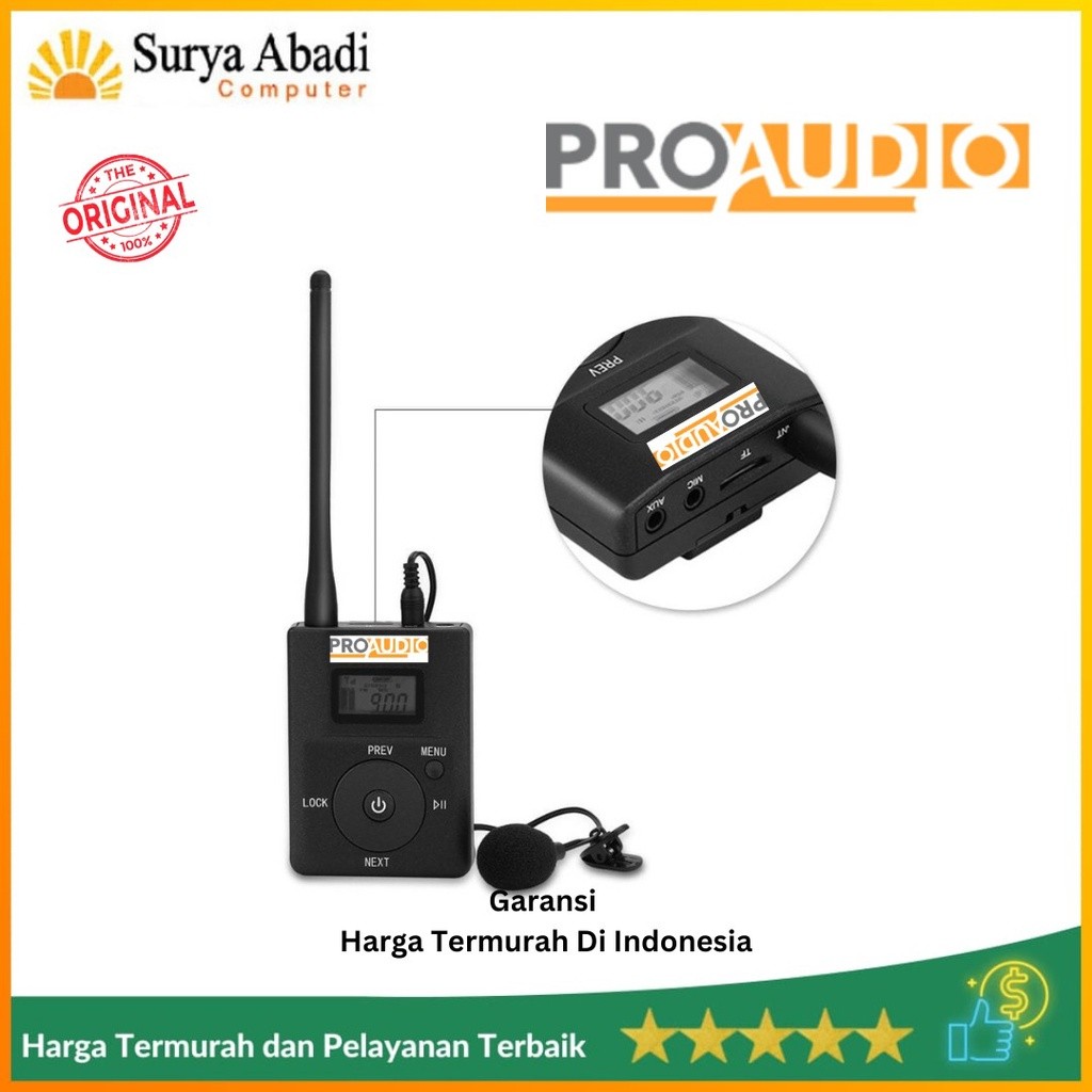 ProAudio Transmitter FM Radio Portable Microphone Tour Guide SistemCO