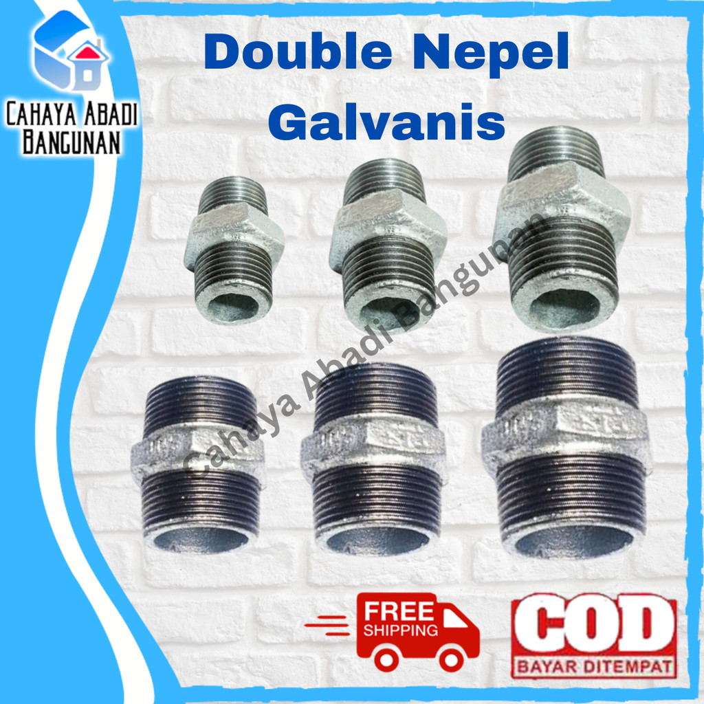 Double Nepel Pipa Sambungan Pipa Besi Galvanis Tebal Anti Karat – Fitting  Pipa Air & Angin