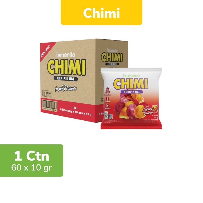 

1 Kardus 60 Pcs Lemonilo Chimi Keripik Ubi Jagung Balado 10g