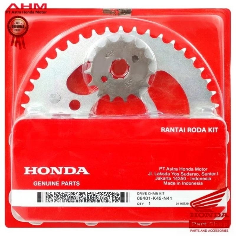 Original 06401-K45-N41 Gear Gir Set Rantai CBR 150R K45G 2016-2017