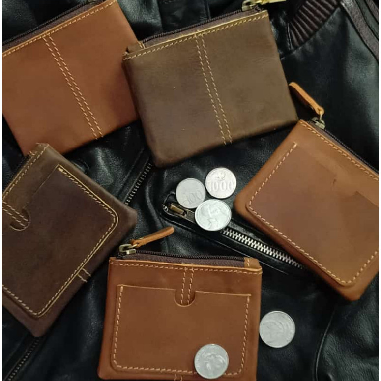 DOMPET KARTU KULIT-DOMPET UANG KOIN BAHAN KULIT-DOMPETKOIN DAN KARTU ASLI DARI KULIT MINIMALIS
